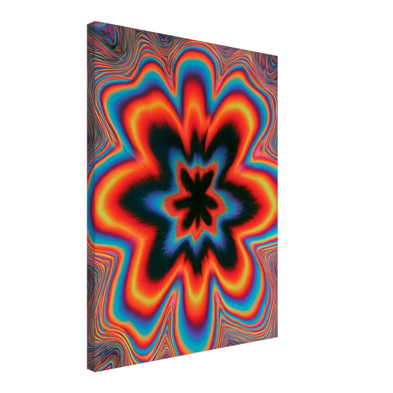 Psychedelische Blüte in Flammen Leinwand