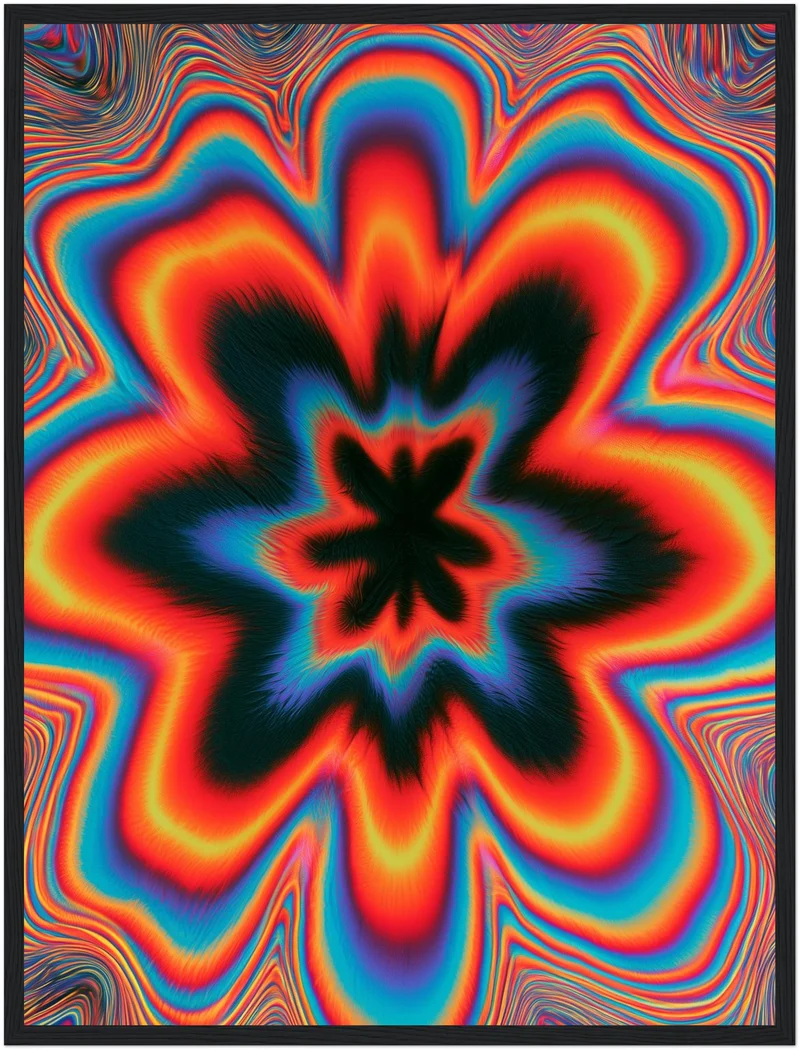 Psychedelische Blüte in Flammen Poster