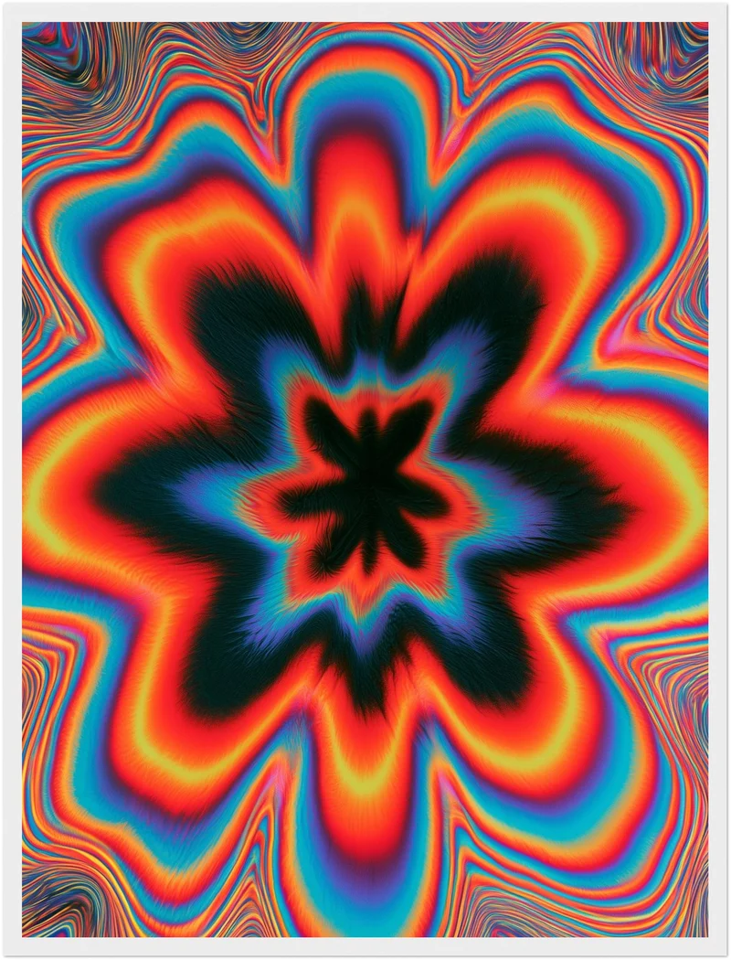 Psychedelische Blüte in Flammen Poster