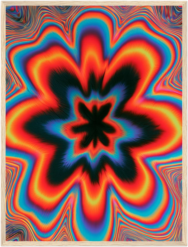 Psychedelische Blüte in Flammen Poster