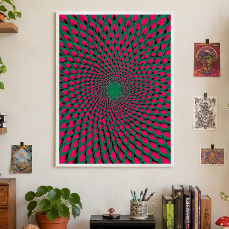 Psychedelischer Blütenwirbel Poster