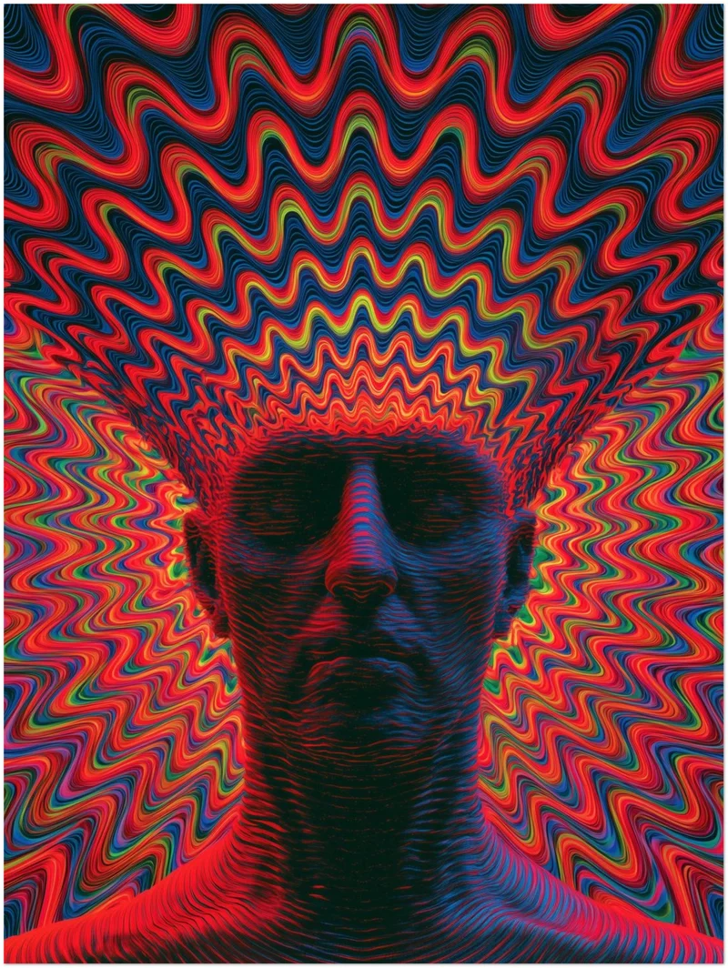 Psychedelischer Kopf in Wellen Leinwand
