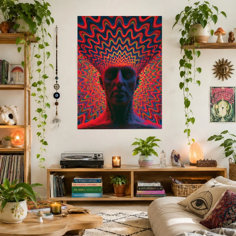 Psychedelischer Kopf in Wellen Leinwand