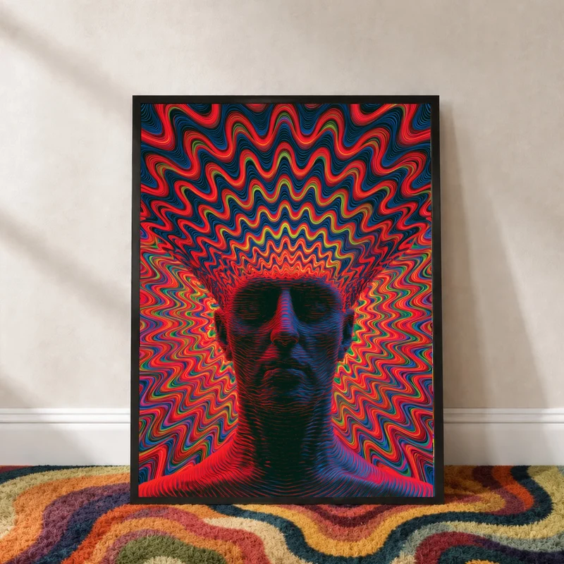 Psychedelischer Kopf in Wellen Poster