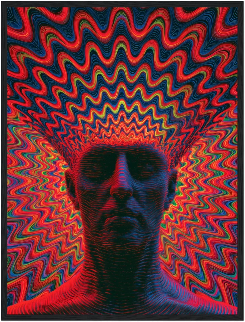 Psychedelischer Kopf in Wellen Poster