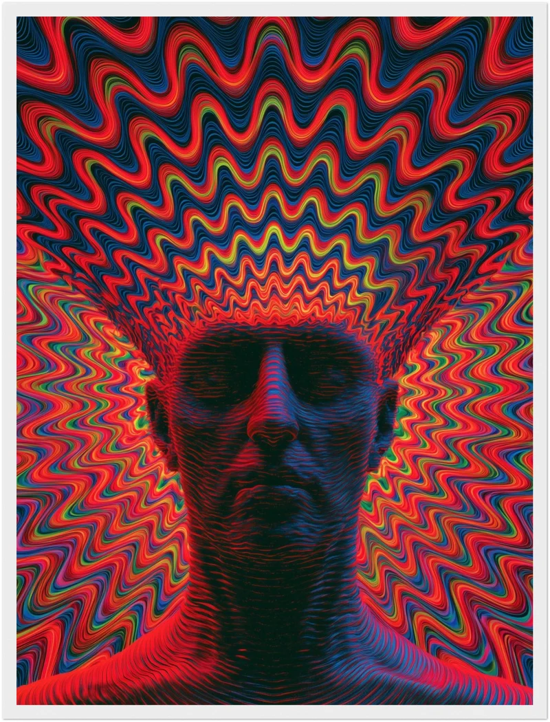 Psychedelischer Kopf in Wellen Poster