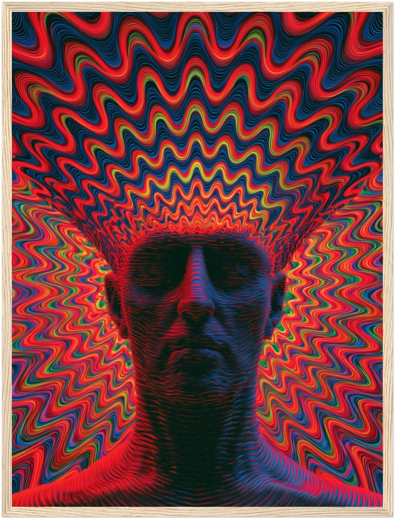 Psychedelischer Kopf in Wellen Poster