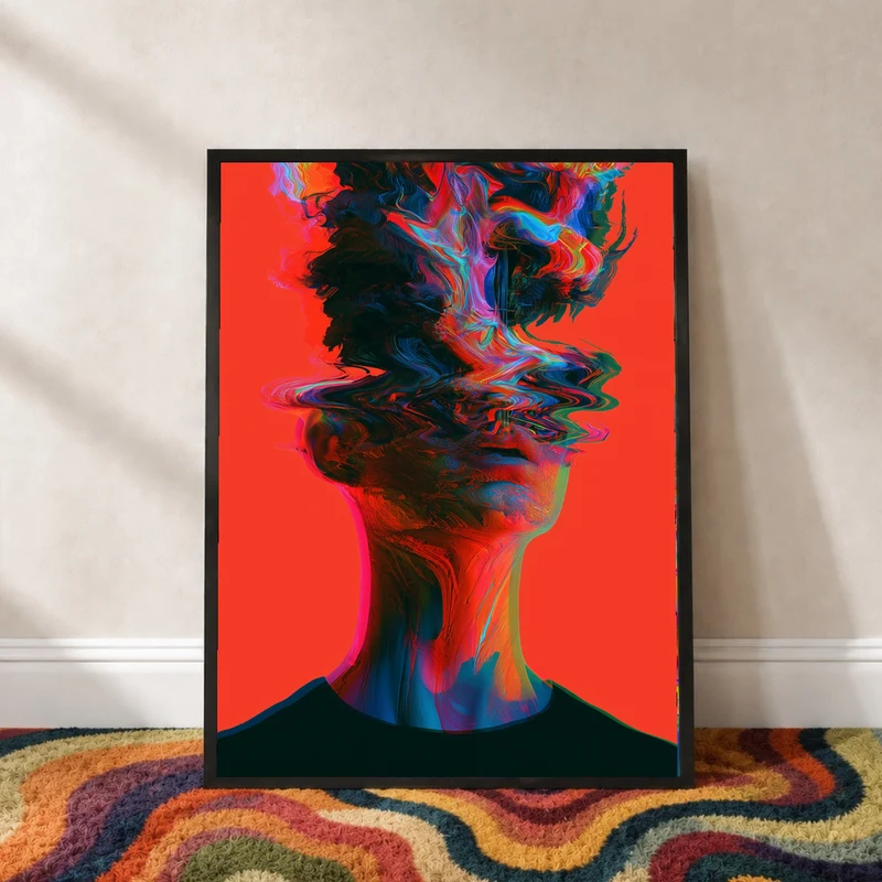 Psychedelischer Kopf in Wellen Poster
