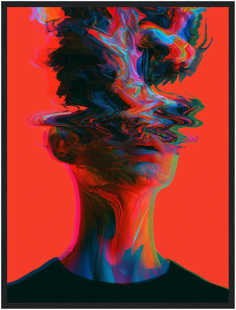 Psychedelischer Kopf in Wellen Poster