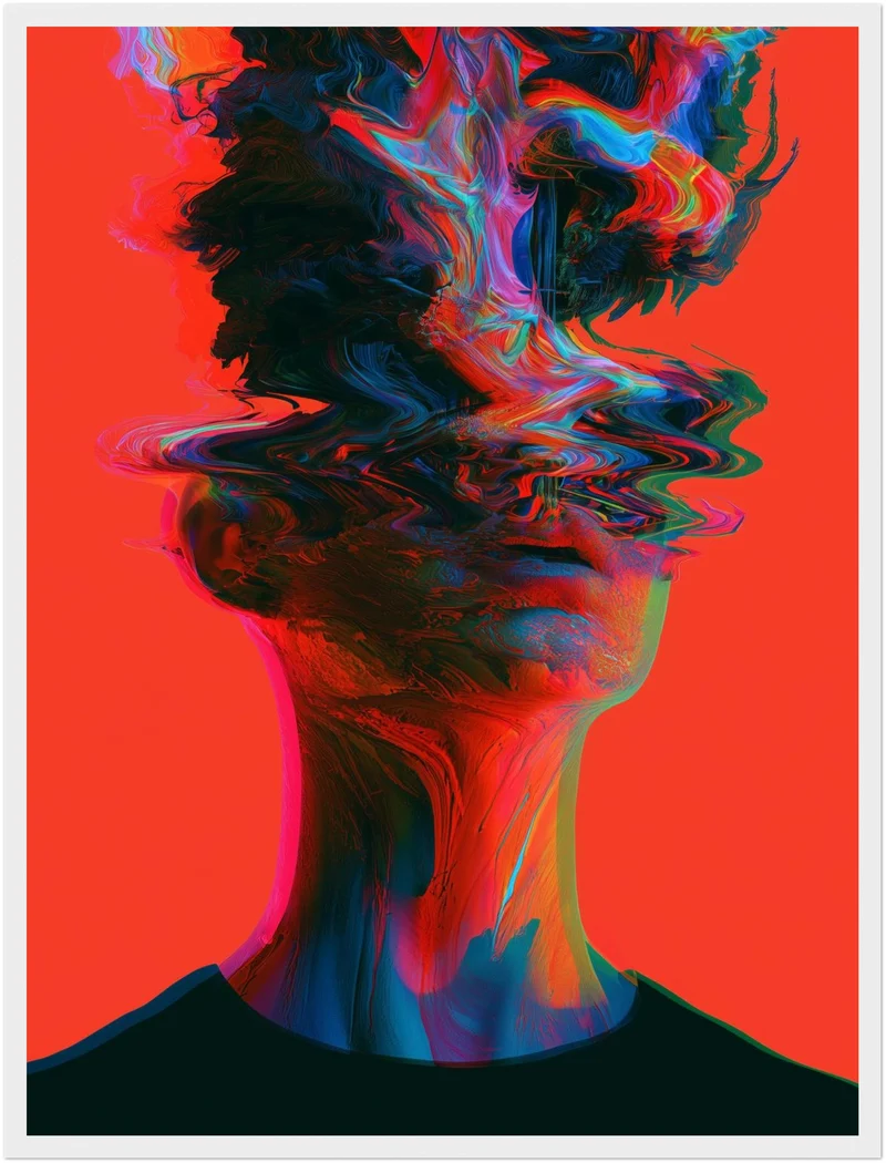 Psychedelischer Kopf in Wellen Poster