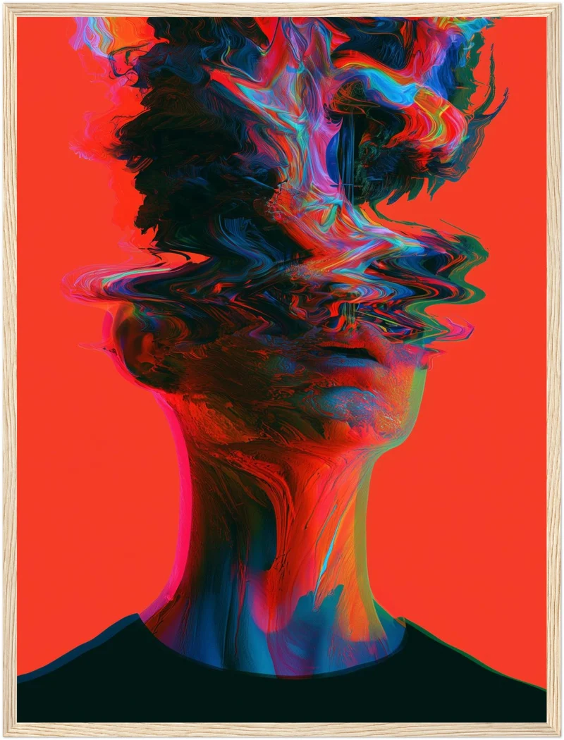 Psychedelischer Kopf in Wellen Poster
