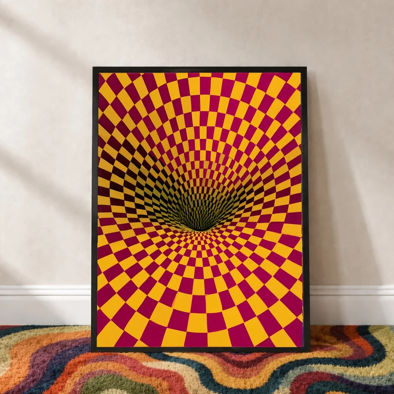 Psychedelischer Schachbrett-Strudel Poster
