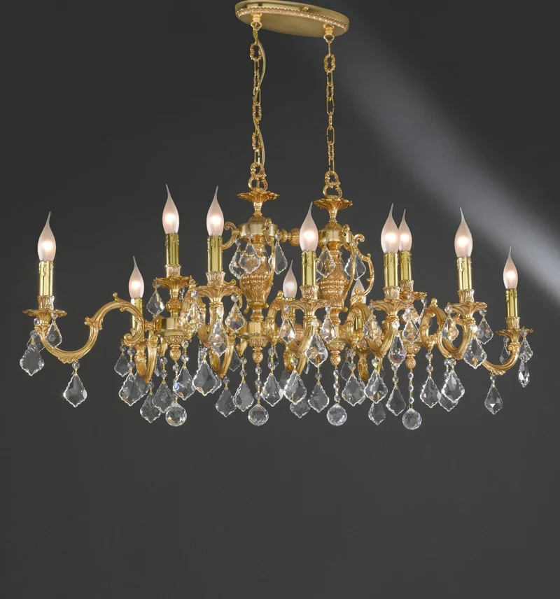 Casa Padrino Luxus Barock Kronleuchter Gold Ø 100 x H. 45 cm - Prunkvoller 12-flammiger Messing Kronleuchter - Barockstil Möbel