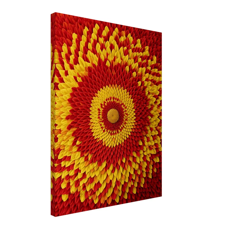 Feuriges Blüten Mandala Leinwand