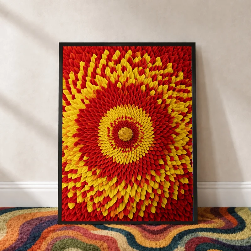 Feuriges Blüten Mandala Poster