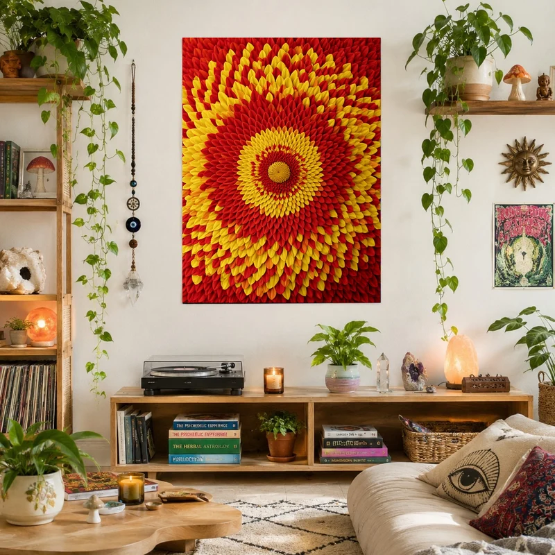 Feuriges Blüten Mandala Poster