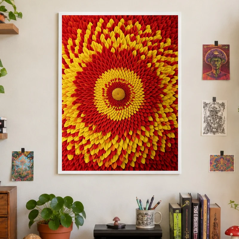 Feuriges Blüten Mandala Poster