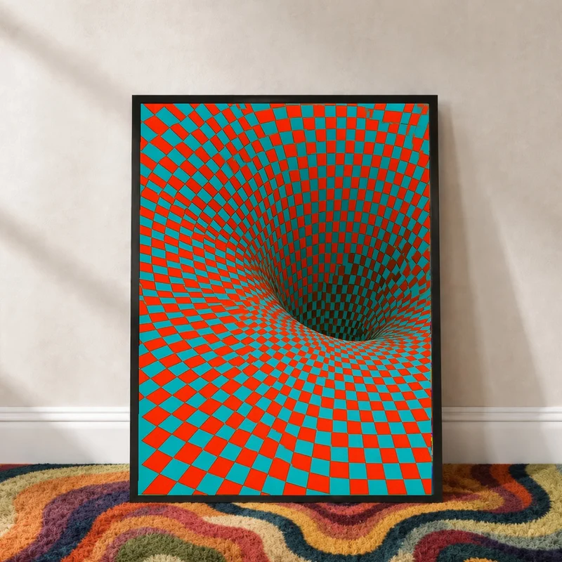 Psychedelischer Schachbrett-Strudel Poster