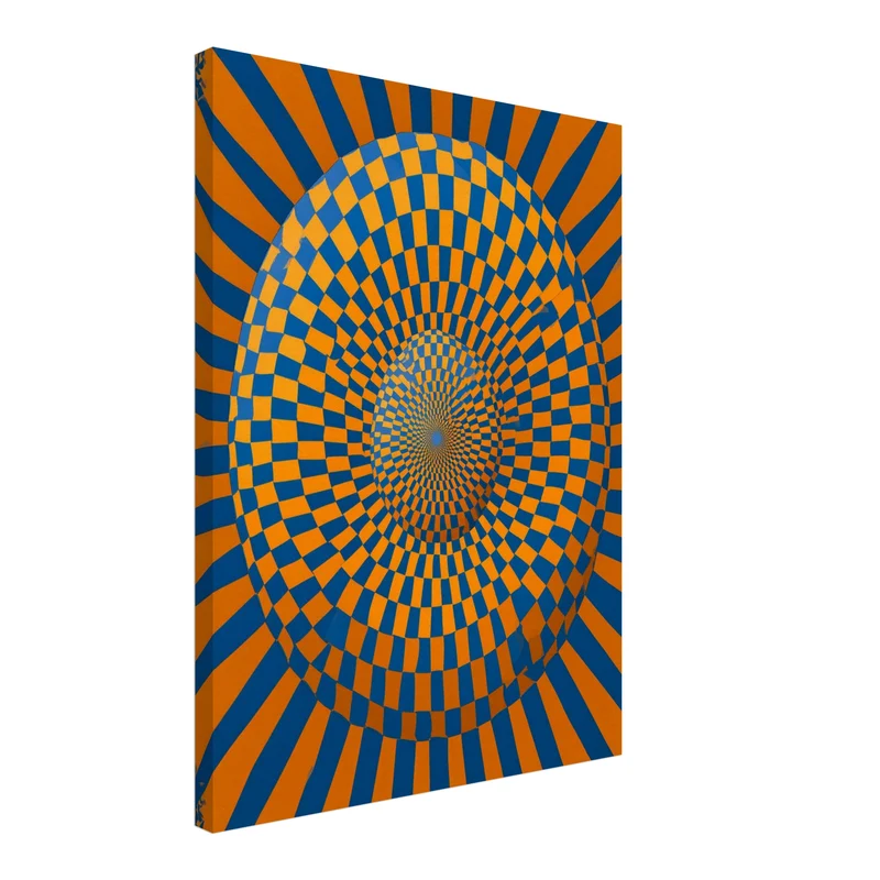 Psychedelische Spirale in Blau-Orange Leinwand