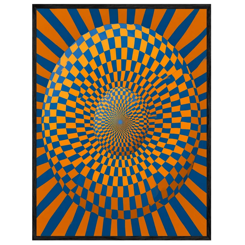 Psychedelische Spirale in Blau-Orange Leinwand