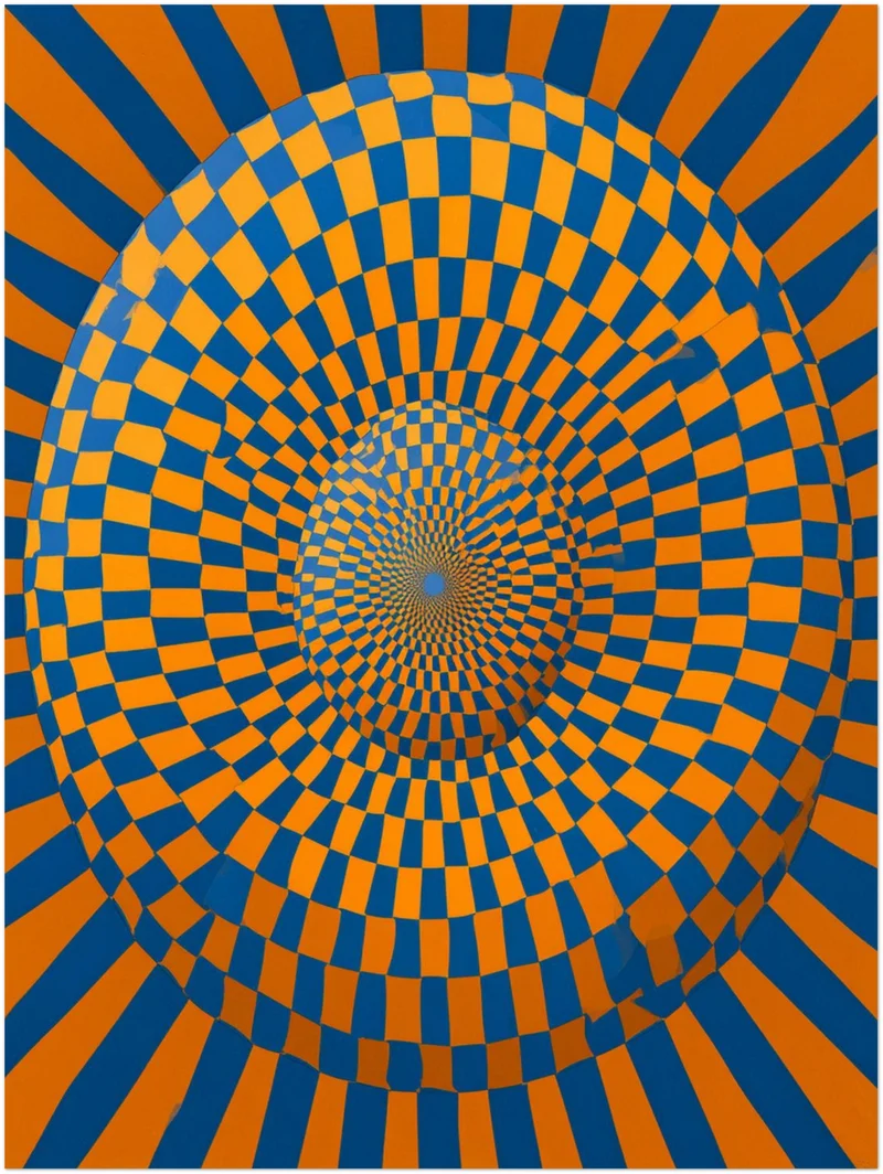 Psychedelische Spirale in Blau-Orange Poster
