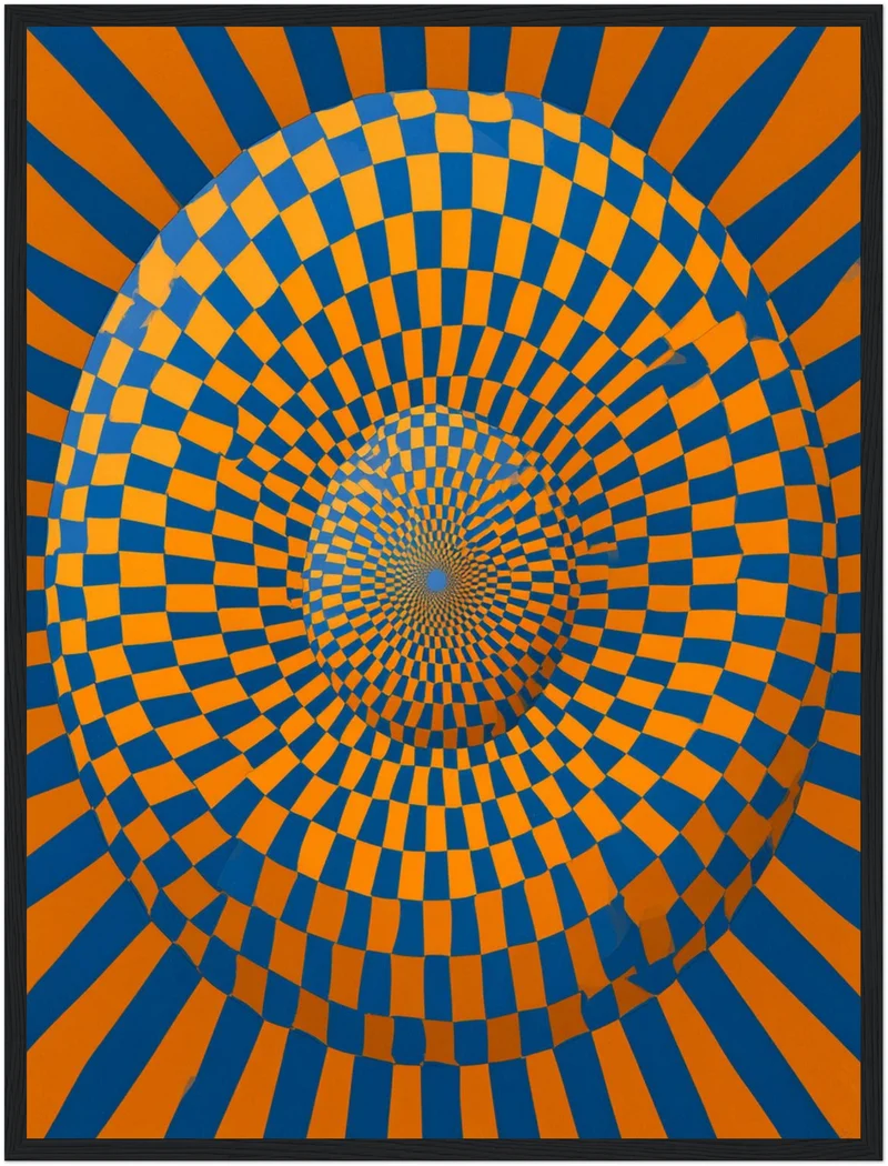 Psychedelische Spirale in Blau-Orange Poster