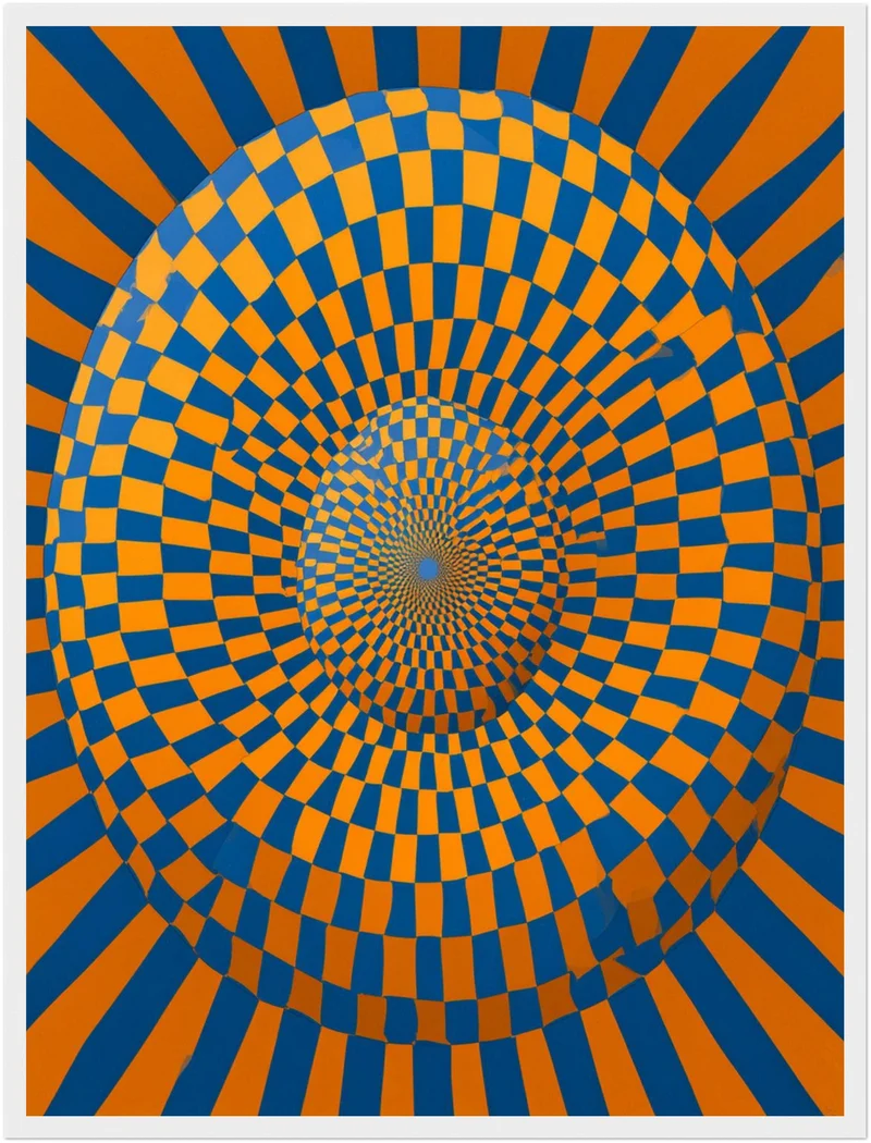 Psychedelische Spirale in Blau-Orange Poster