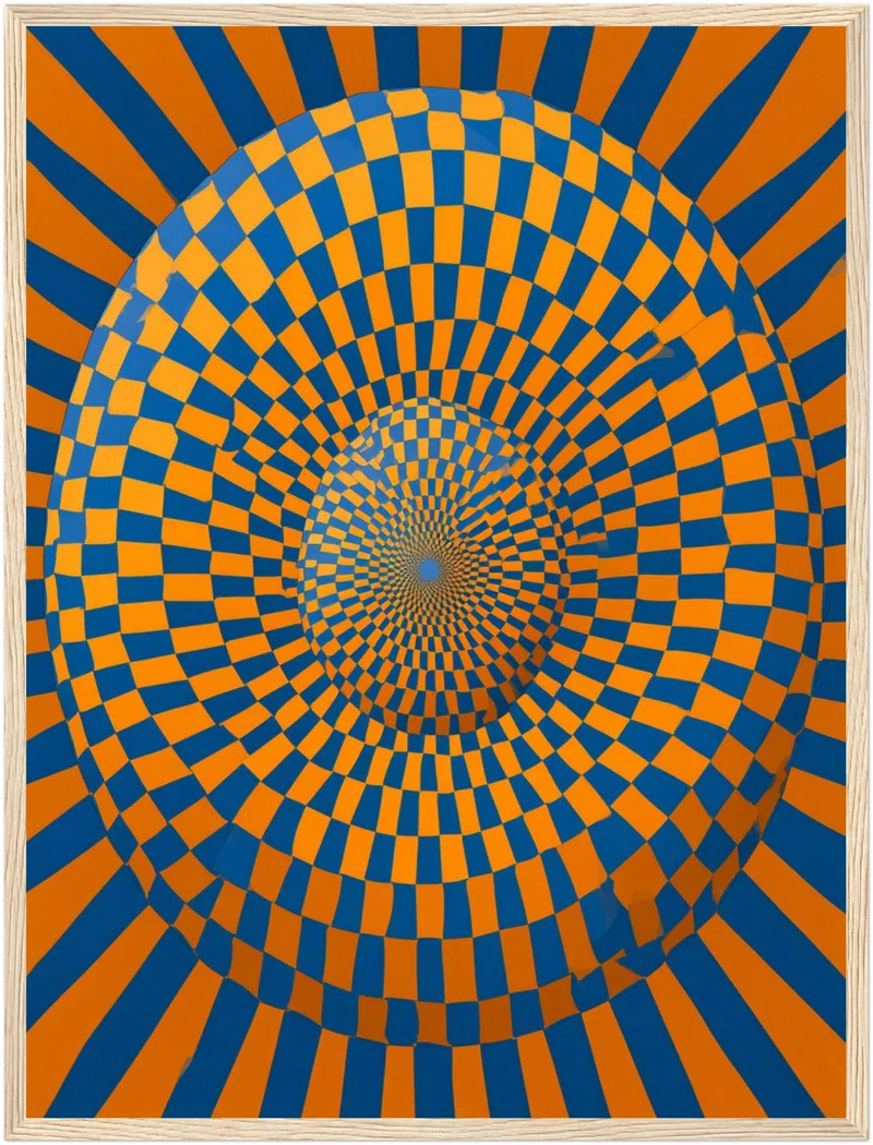 Psychedelische Spirale in Blau-Orange Poster