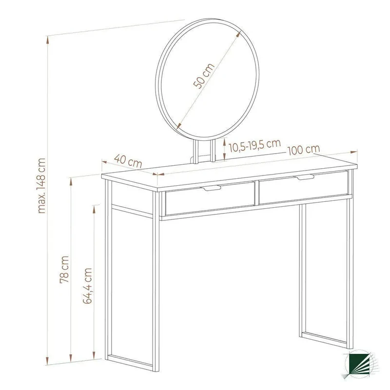 Dressing Table with mirror LOFT Oak Black