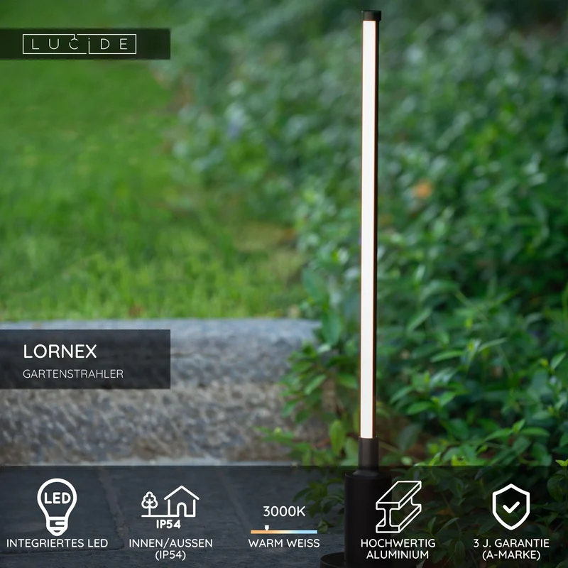 LED-Gartenstrahler Lornex IP54 Schwarz 58cm