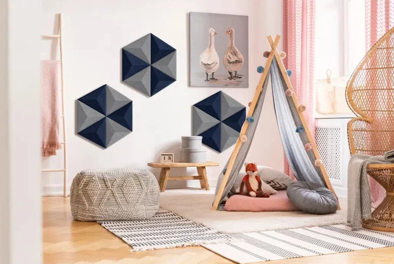 PYRAMID 3D Acoustic Felt Wall Panels - NAVY Multipack