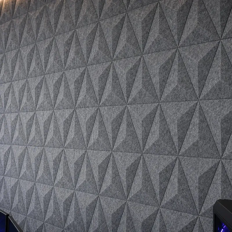 PYRAMID 3D Acoustic Felt Wall Panels - GREY Multipack