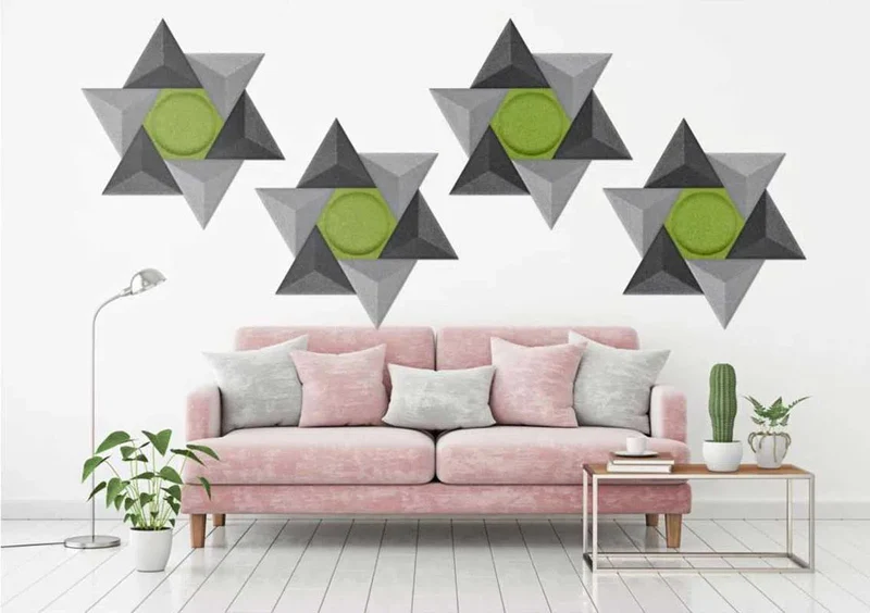 PYRAMID 3D Acoustic Felt Wall Panels - GREY Multipack