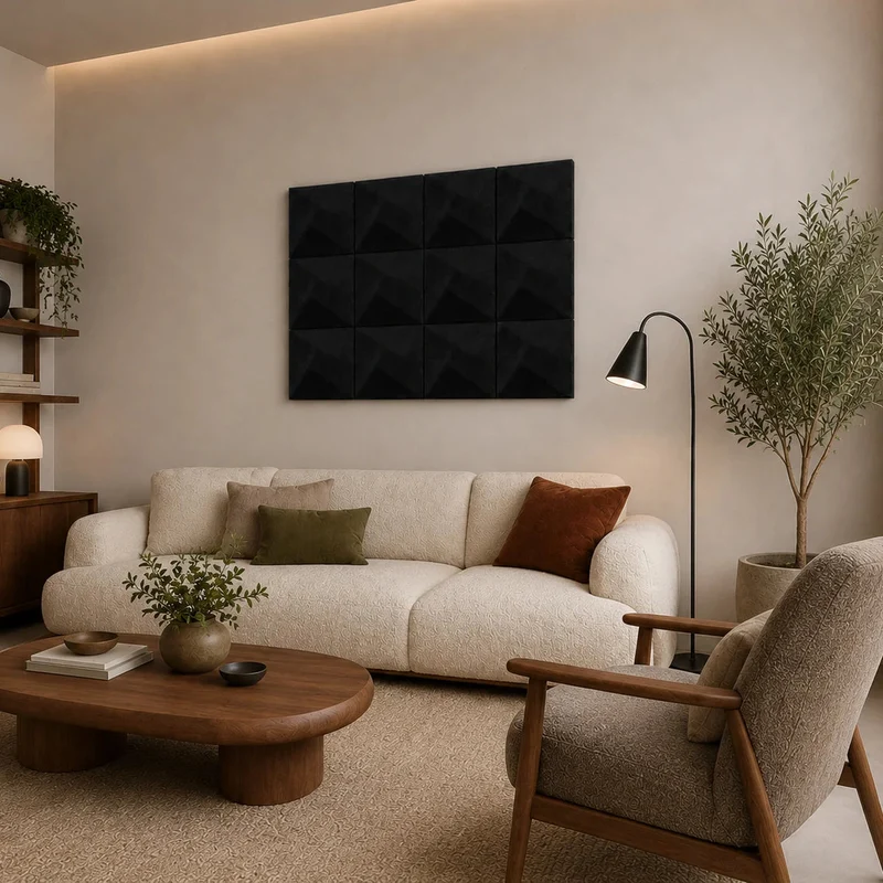 TWIST 3D Acoustic Felt Wall Panels - BLACK Multipack