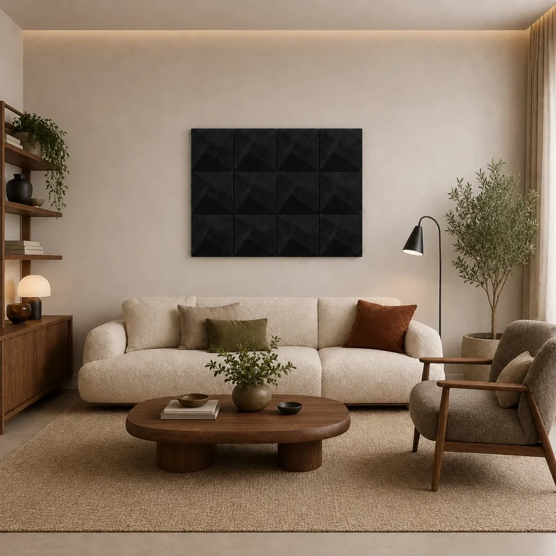TWIST 3D Acoustic Felt Wall Panels - BLACK Multipack