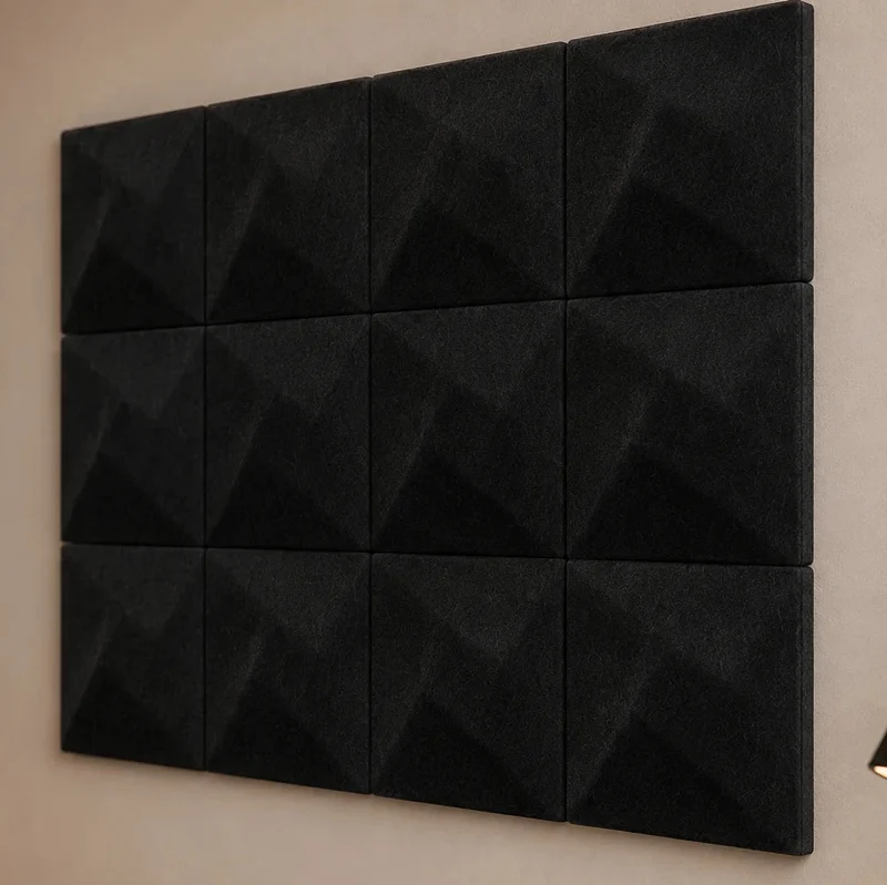 TWIST 3D Acoustic Felt Wall Panels - BLACK Multipack