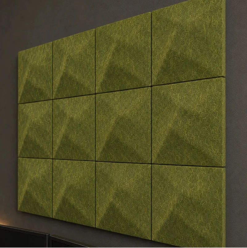 TWIST 3D Acoustic Felt Wall Panels - OLIVE Multipack