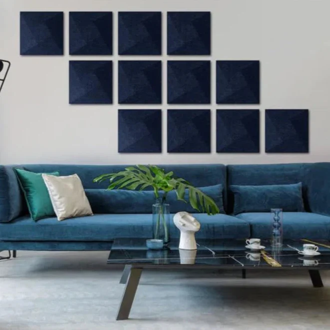 TWIST 3D Acoustic Felt Wall Panels - NAVY Multipack