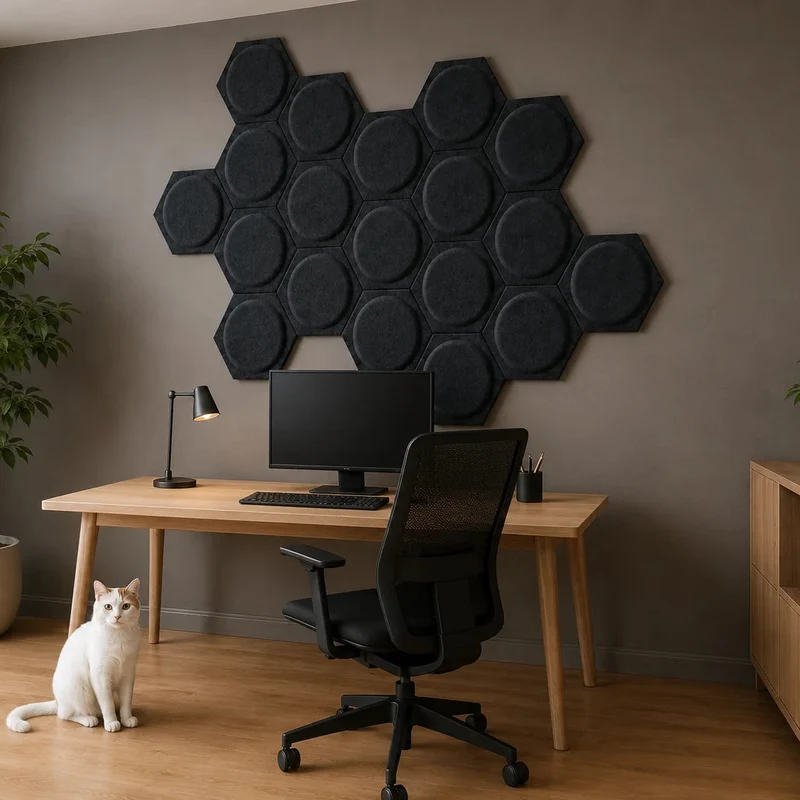 HEXA BOLD 2 3D Acoustic Felt Wall Panels - BLACK Multipack