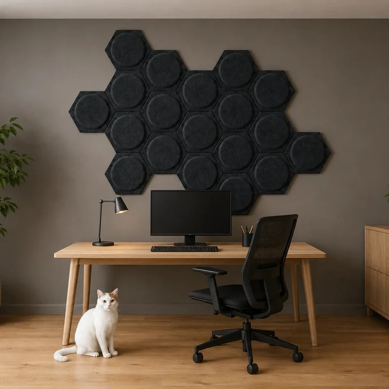 HEXA BOLD 2 3D Acoustic Felt Wall Panels - BLACK Multipack