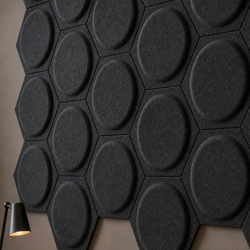 HEXA BOLD 2 3D Acoustic Felt Wall Panels - BLACK Multipack