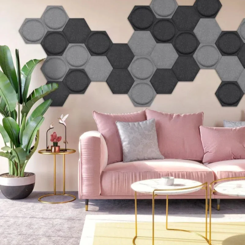 HEXA BOLD 2 3D Acoustic Felt Wall Panels - BLACK Multipack
