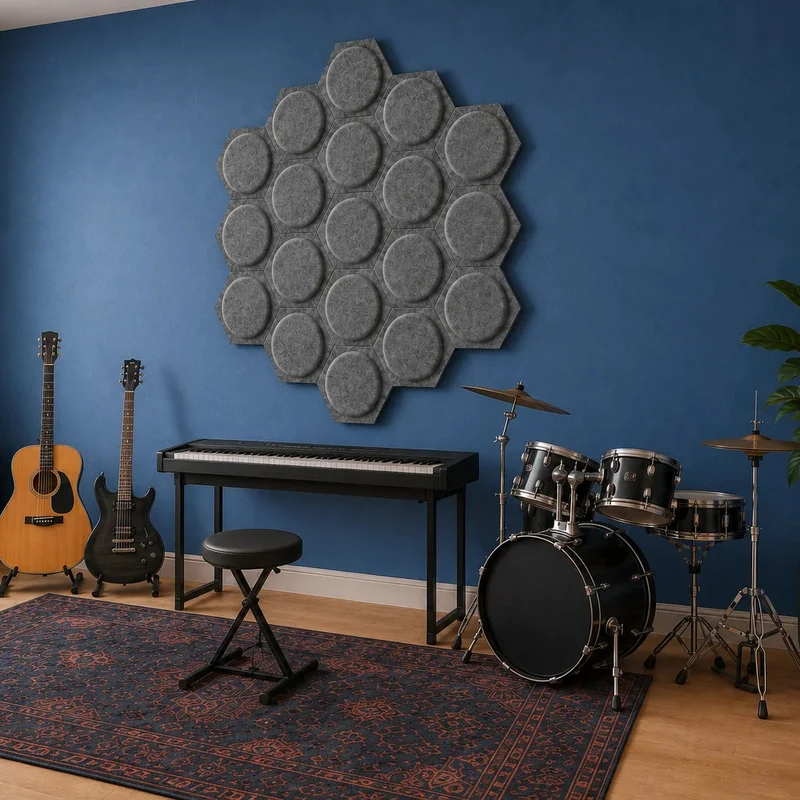 HEXA BOLD 2 3D Acoustic Felt Wall Panels - GREY Multipack