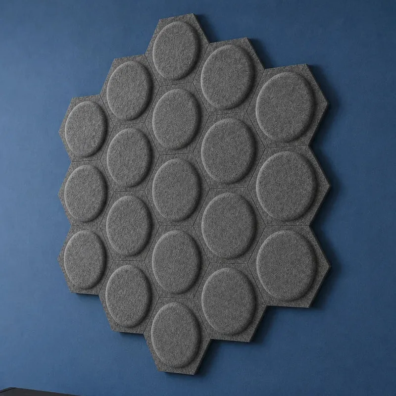 HEXA BOLD 2 3D Acoustic Felt Wall Panels - GREY Multipack