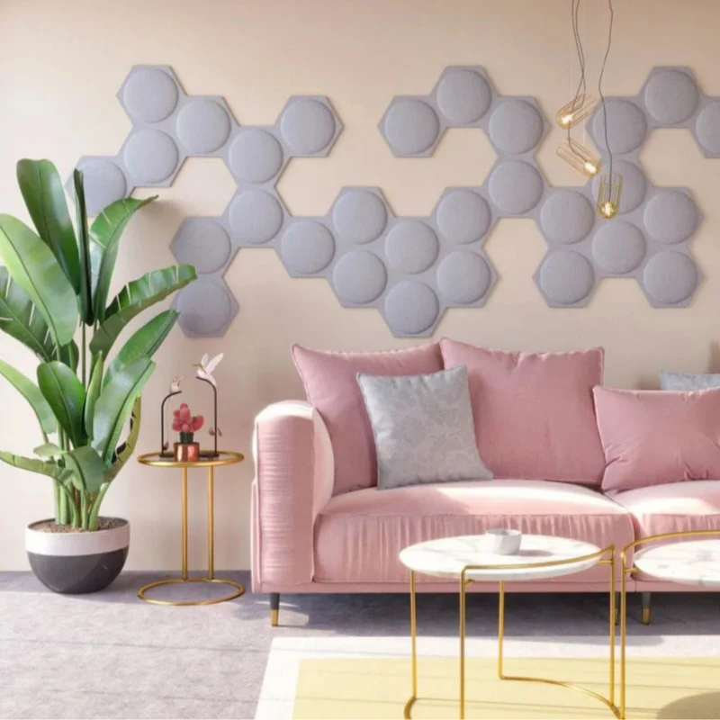HEXA BOLD 2 3D Acoustic Felt Wall Panels - GREY Multipack