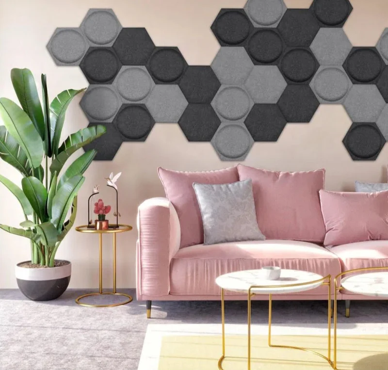HEXA BOLD 2 3D Acoustic Felt Wall Panels - GREY Multipack