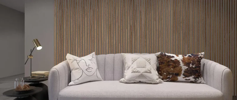 Natural Oak - Grey Acoustic Wood Slat Wall Panel