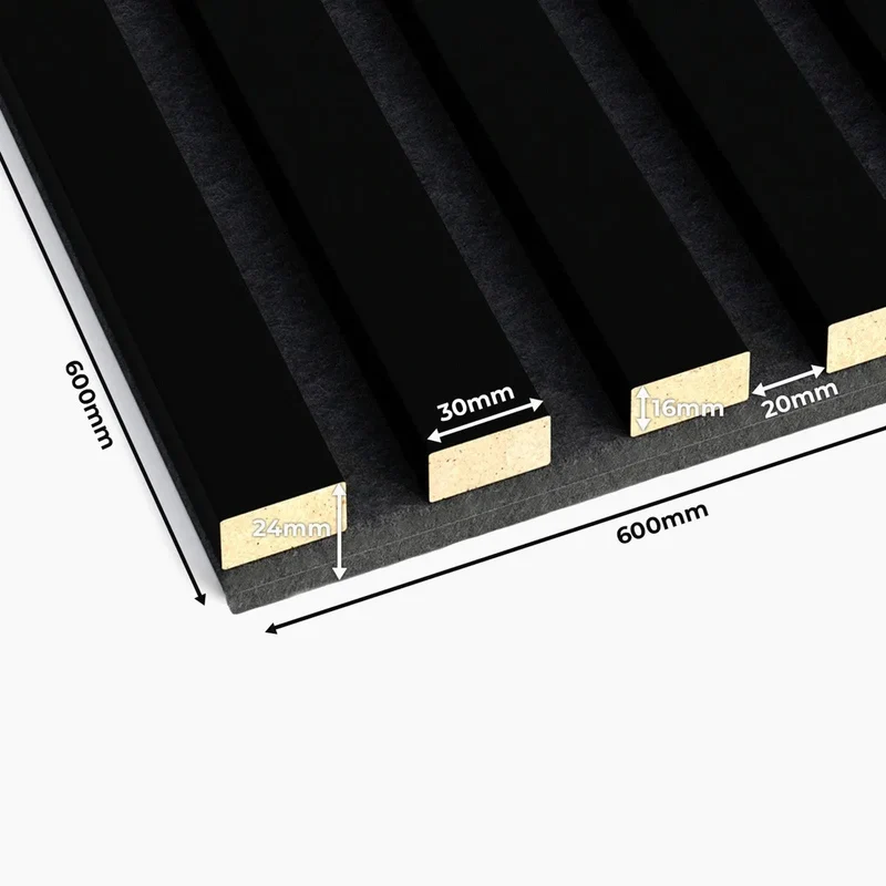 Wooden Acoustic Panels - BLACK Wall Slats