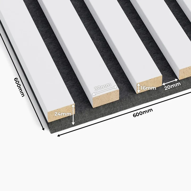 Wooden Acoustic Panels - WHITE Wall Slats