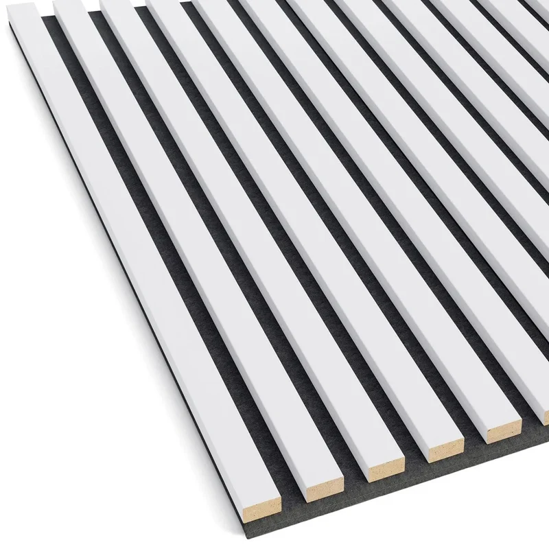 Wooden Acoustic Panels - WHITE Wall Slats